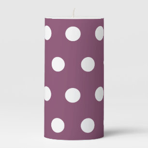 Pretty Autumn Purple White Polka Dots Pillar Candle