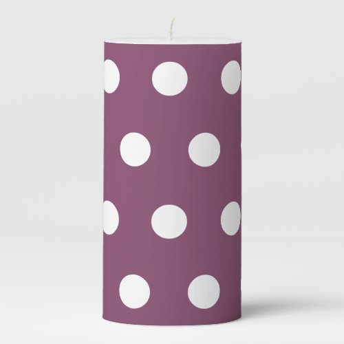 Pretty  Autumn Purple White Polka Dots        Pillar Candle