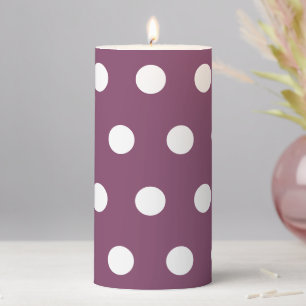 Pretty  Autumn Purple White Polka Dots        Pillar Candle