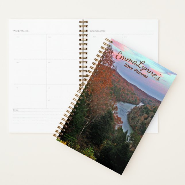 Pretty Autumn River Scenic Photo Personalized Planner (Display)