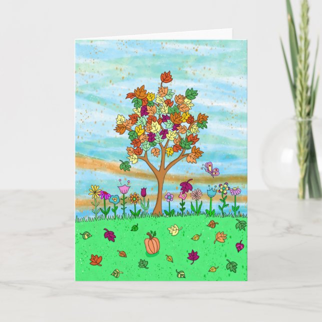 Pretty Autumn Tree | Fall Leaves Card (Front)
