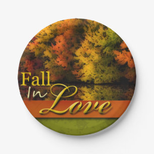 Pretty Autumn Wedding Fall In Love Foliage Photo Paper Plates