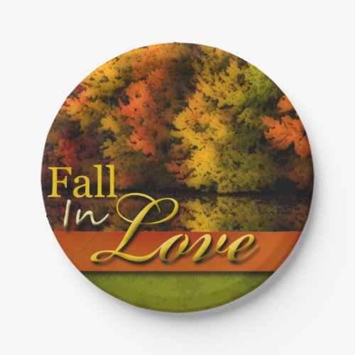 Pretty Autumn Wedding Fall In Love Foliage Photo Paper Plates