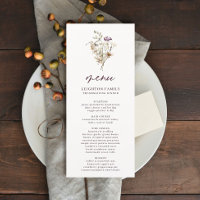 Pretty Autumn Wildflowers Thanksgiving Dinner Menu