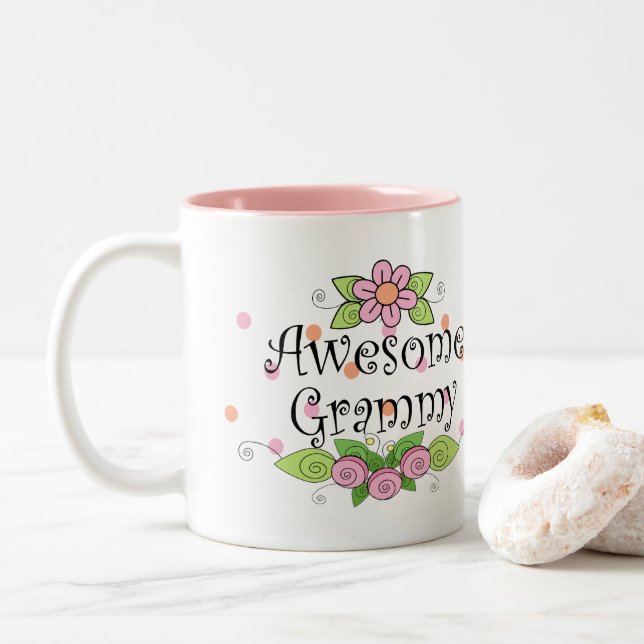 Pretty Awesome Grammy Two-Tone Coffee Mug (With Donut)