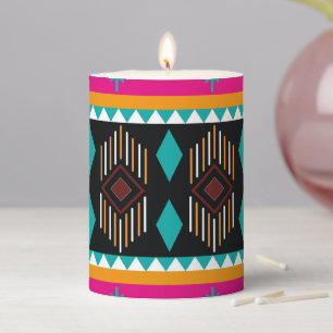 Pretty Aztec Design Pillar Candle