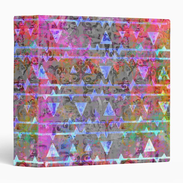 Pretty Aztec Watercolor Triangle Symbol Pattern Binder (Front/Spine)