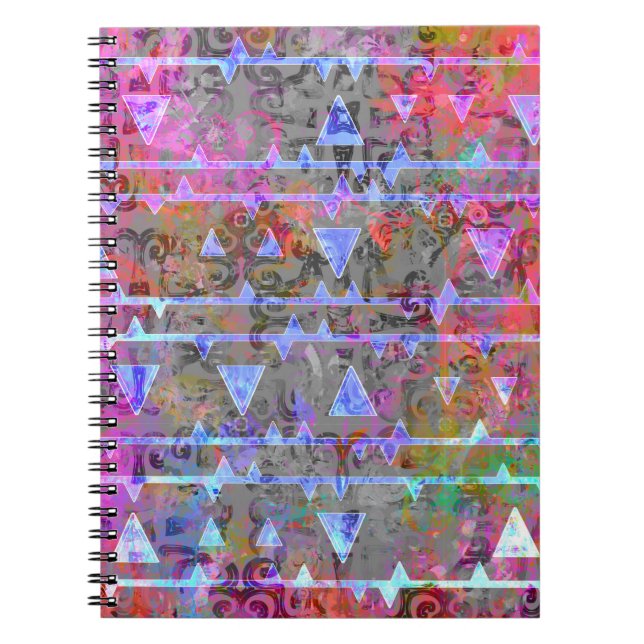 Pretty Aztec Watercolor Triangle Symbol Pattern Notebook (Front)