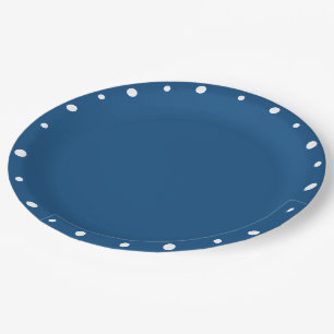 Pretty Azure Blue White Polka Dots Paper Plates