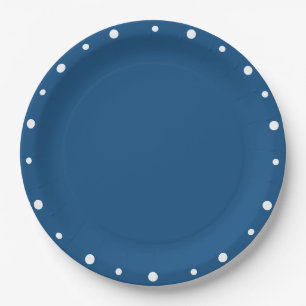 Pretty Azure Blue White Polka Dots  Paper Plates