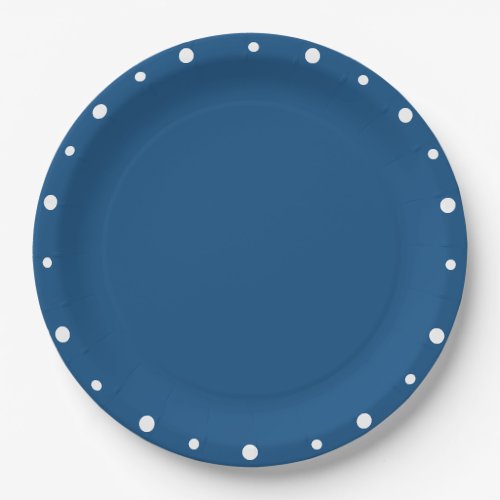 Pretty Azure Blue White Polka Dots  Paper Plates