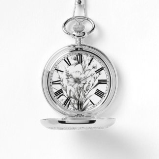 Pretty B&W Wildflowers Watch