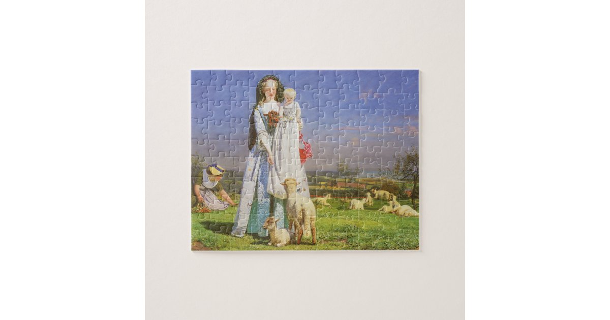 Pretty Baa Lambs By Ford Madox Brown Jigsaw Puzzle Zazzle Com