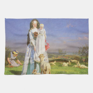 Pretty Baa Lambs by Ford Madox Brown Kitchen Towel