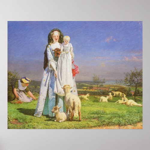 Pretty Baa Lambs by Ford Madox Brown Poster