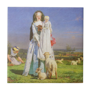 Pretty Baa Lambs by Ford Madox Brown Tile