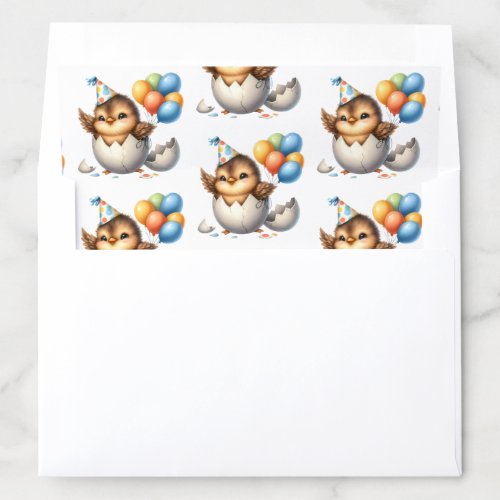 Pretty Baby Bird Hatched Egg Balloons Birthday Hat Envelope Liner