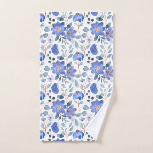 Pretty Baby Blue Cornflower Floral Pattern Bath Towel Set Zazzle