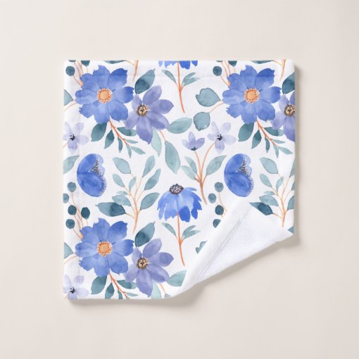 Pretty Baby Blue Cornflower Floral Pattern Bath Towel Set Zazzle