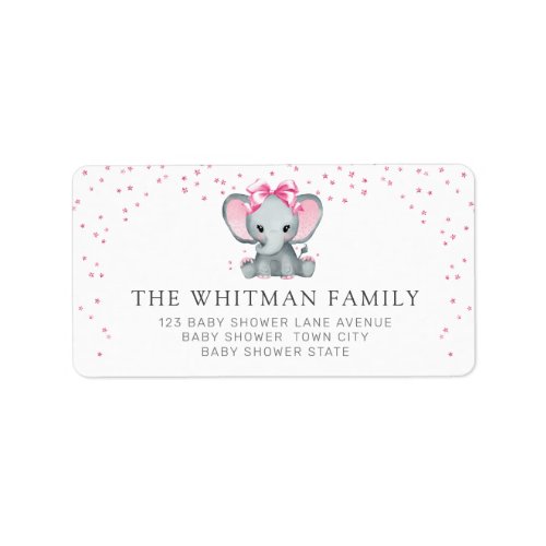 Pretty Baby Elephant Return Address Label