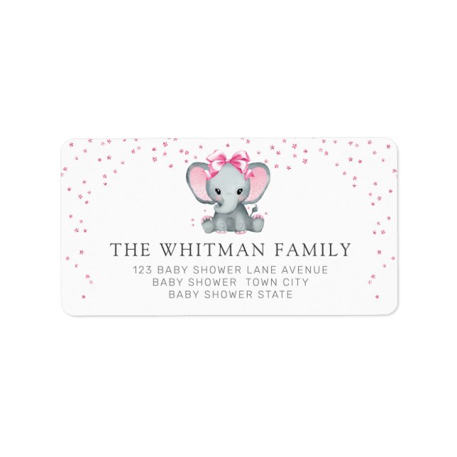 Pretty Baby Elephant Return Address Label (Front)