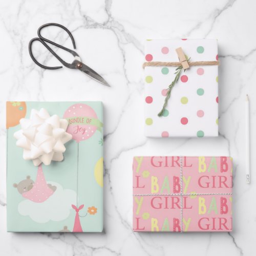 Pretty Baby Girl Baby Shower Mix and Match Wrapping Paper Sheets