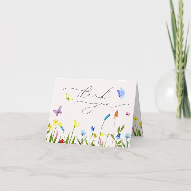 Pretty Baby in Bloom Wildflower Thank You Card (Front)