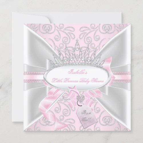 Pretty Baby Shower Girl Little Princess Diamonds b Invitation