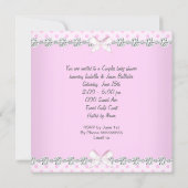Pretty Baby Shower Girl Pink Polka Dot Kitten 2 Invitation (Back)