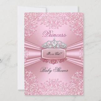 Pretty Baby Shower Girl Pink Princess Tiara lace Invitation