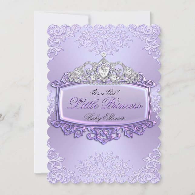 Pretty Baby Shower Girl Princess Tiara Lavender 2 Invitation (Front)