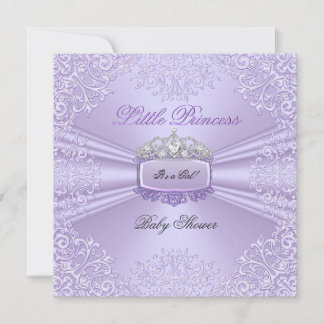 Pretty Baby Shower Girl Princess Tiara Lavender Invitation