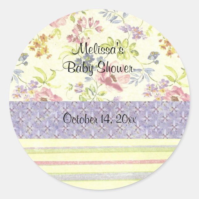 Pretty Baby Shower Sticker or Envelope Seal (Front)