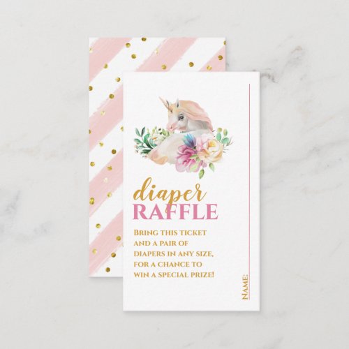 Pretty Baby Unicorn Diaper Raffle Ticket Enclosure Card
