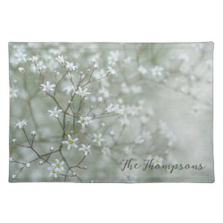Pretty Baby's Breath Flower Photography With Name Cloth Placemat