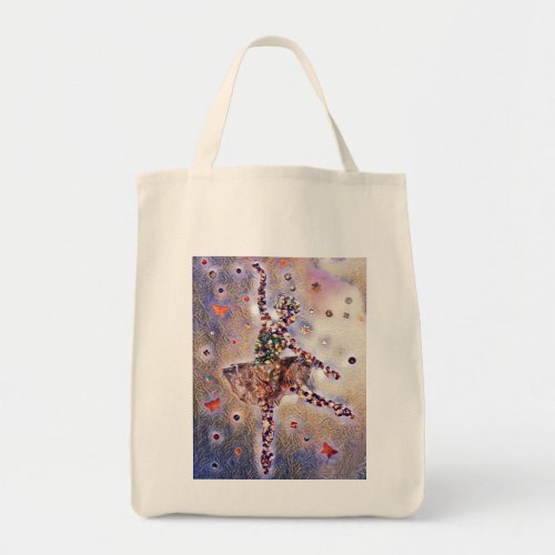 Pretty Ballerina and Butterflies Purple Gold Tote Bag