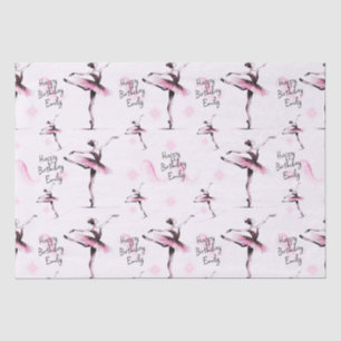 Pretty Ballerina Any Name Pink Birthday Tissue Paper