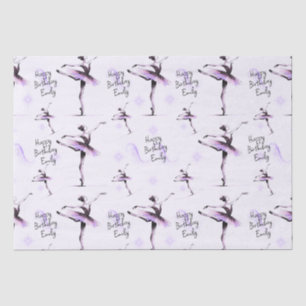 Pretty Ballerina Any Name Purple Birthday Tissue Paper