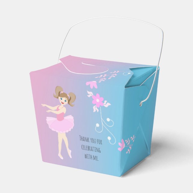 Pretty Ballerina girl Birthday Party Favor Boxes (Front Side)