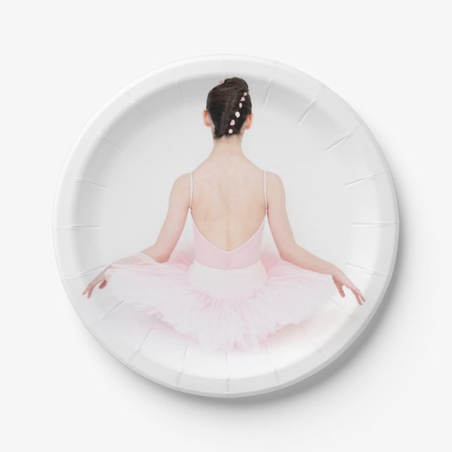 Pretty ballerina in pink tutu party plate (Front)