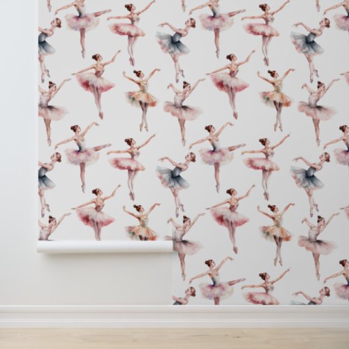 Pretty Ballerina Pattern Girls Room Wallpaper