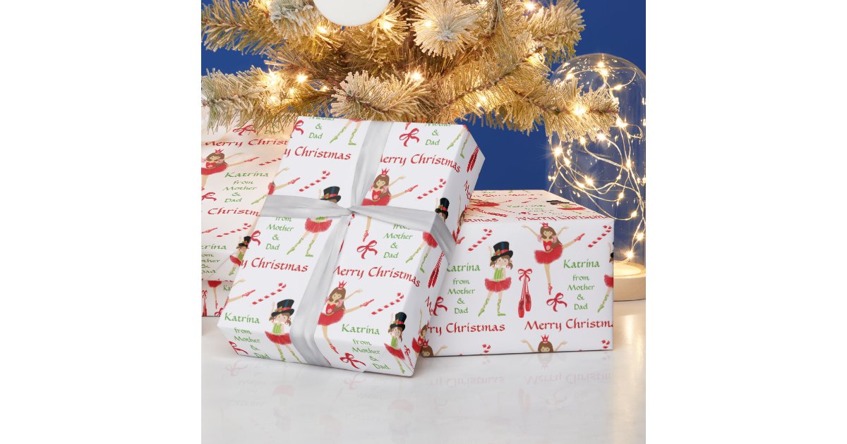 Pretty Ballerina Personalized Christmas Wrapping Paper