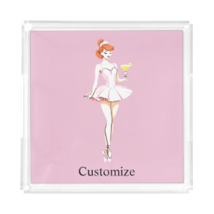 Pretty Ballerina Posing with Martini Thunder_Cove Acrylic Tray