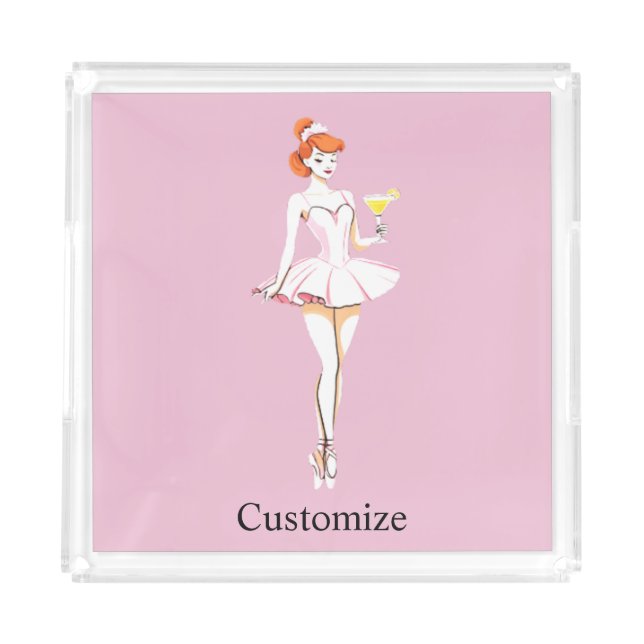 Pretty Ballerina Posing with Martini Thunder_Cove Acrylic Tray (Front)