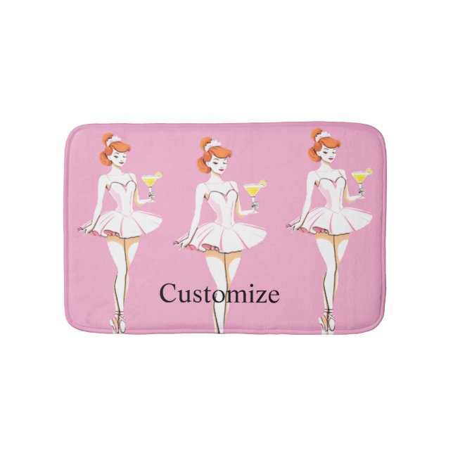Pretty Ballerina Posing with Martini Thunder_Cove Bath Mat (Front)