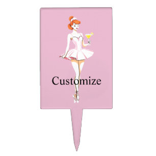 Pretty Ballerina Posing with Martini Thunder_Cove Cake Topper