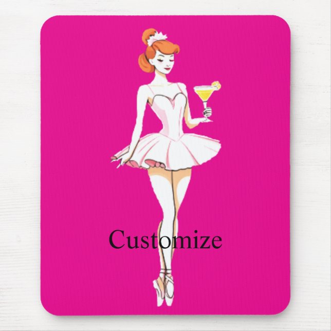 Pretty Ballerina Posing with Martini Thunder_Cove Mouse Pad (Front)