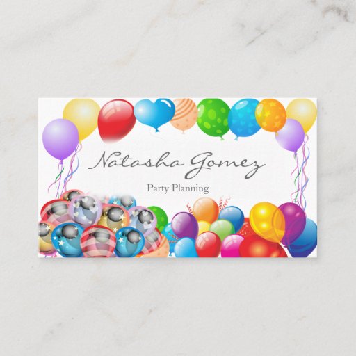 Customizable Pretty Balloon, Party Planner - Business Card