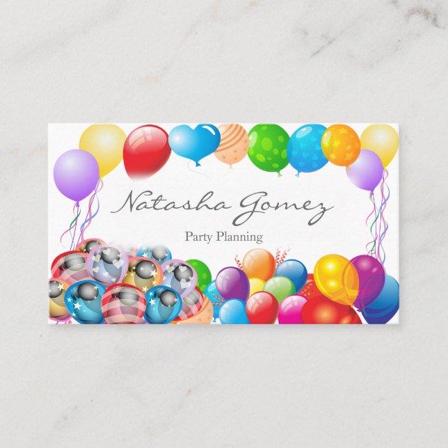 Pretty Balloon, Party Planner - Business Card (Front)