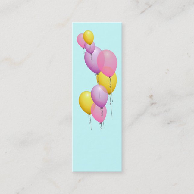 Pretty Balloons Mini Bookmarks Repurposed Business Card (Front)